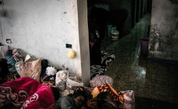 Women detained at female-only Sorman detention centre, around 60km west of Tripoli, Libya. Detainees receive irregular rations that are distributed once or twice day if not at all.