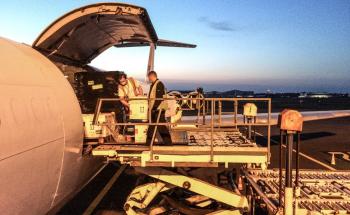 MSF loads medical equipment on to an plane to Iran. March 2020