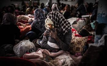 Women and children detained at female-only Sorman detention centre, around 60km west of Tripoli, Libya. 