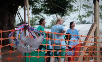 MSF staff members at the Ebola sight in Guinea