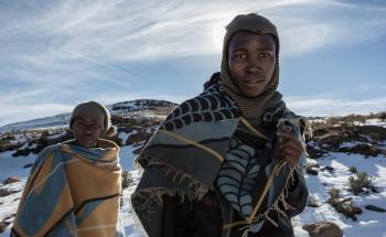 Two Lesotho men on the way to Semonkong, Lesotho. 