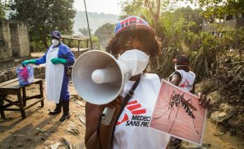 In areas where confirmed cases of yellow fever have been reported, MSF teams fumigate with insecticide to kill mosquitoes and help prevent further transmission of the disease.