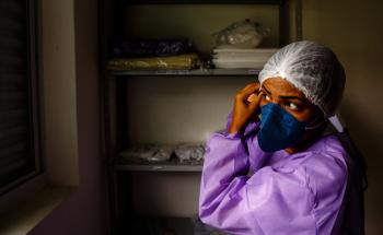 MSF healthworker wearing personal protective equipment