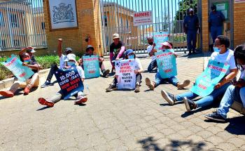 Members of various civil societies gathered outside the Netherlands Embassy in Pretoria. For the TRIPS Waiver which was proposed to the World Trade Organisation by South Africa and India. Various members stood outside different embassies and handed over letters to call on this countries to support the TRIPS Waiver to share access to the manufacturing the required drugs with low income countries.