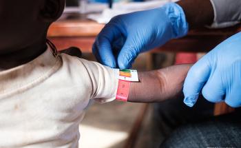 A child being tested for malnutrition (MUAC) in Anka, Zamfara, Nigeria.