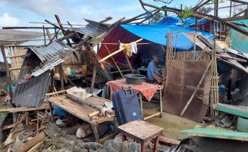 Brgy. Nazareth, Basilisa, Dinagat Islands: Many villages along the coastal areas were hit by the typhoon, leaving damaged houses. While some families take refuge in evacuation centers, others choose to rebuild their homes with whatever materials they can find.