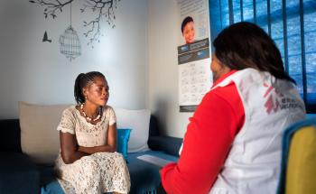 Survivor, Rosina with MSF counsellor at the Boitekong Kgomotso Care Centre, Rustenburg , South Africa.