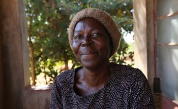 A picture of Renica Mapombere. She is 52 years old and is a diabetes and hypertension patient in Zimbabwe.