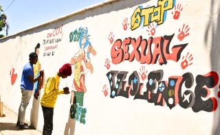 Illustrations at the Dandora Youth Friendly Centre walls in Nairobi, Kenya.