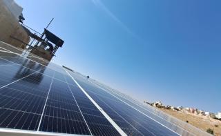 Image of solar panels at Amman reconstructive surgery Hospital in Jordan.