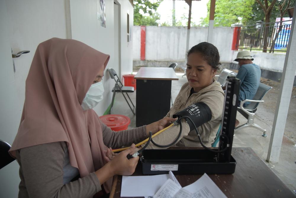 Blood pressure check in Baluase Village, Sigi, Central Sulawesi, Indonesia
