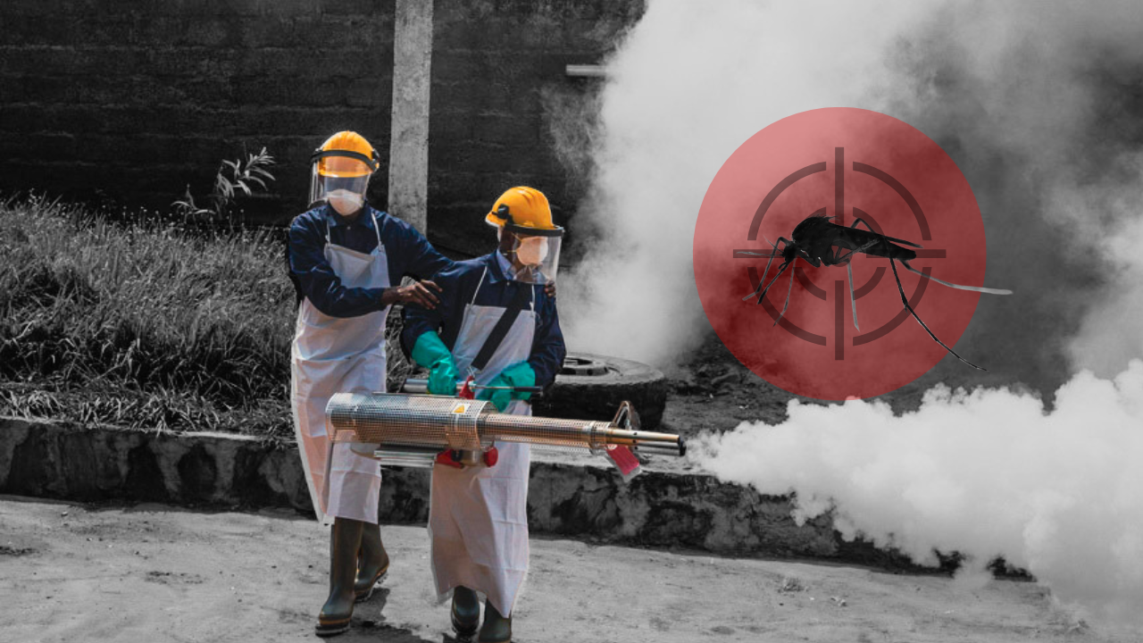 MSF teams fumigate a neighbourhood in Matadi, DRC  during an operation to kill adult mosquitoes.