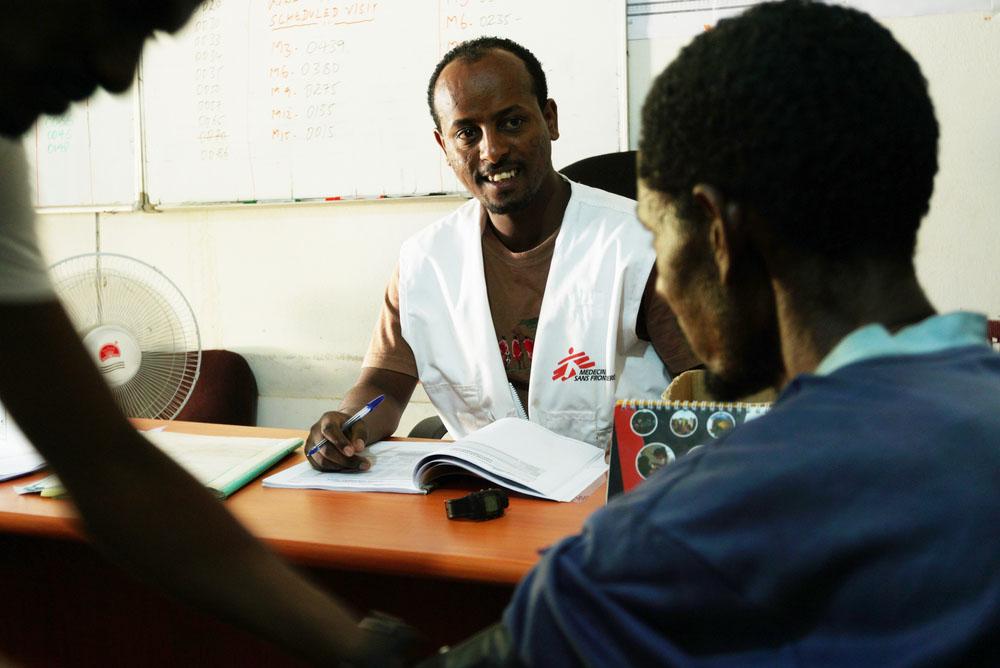 A patient getting treated for Kala Azar by MSF staff in Ethiopia