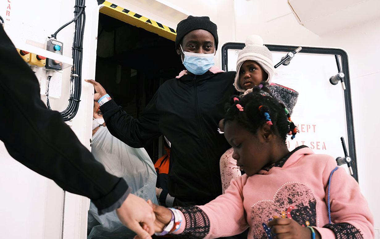 Ninon, 32, from Cameroon attempted to cross the Mediterranean Sea with her two daughters. She was rescued by the Geo Barents in March 2022.