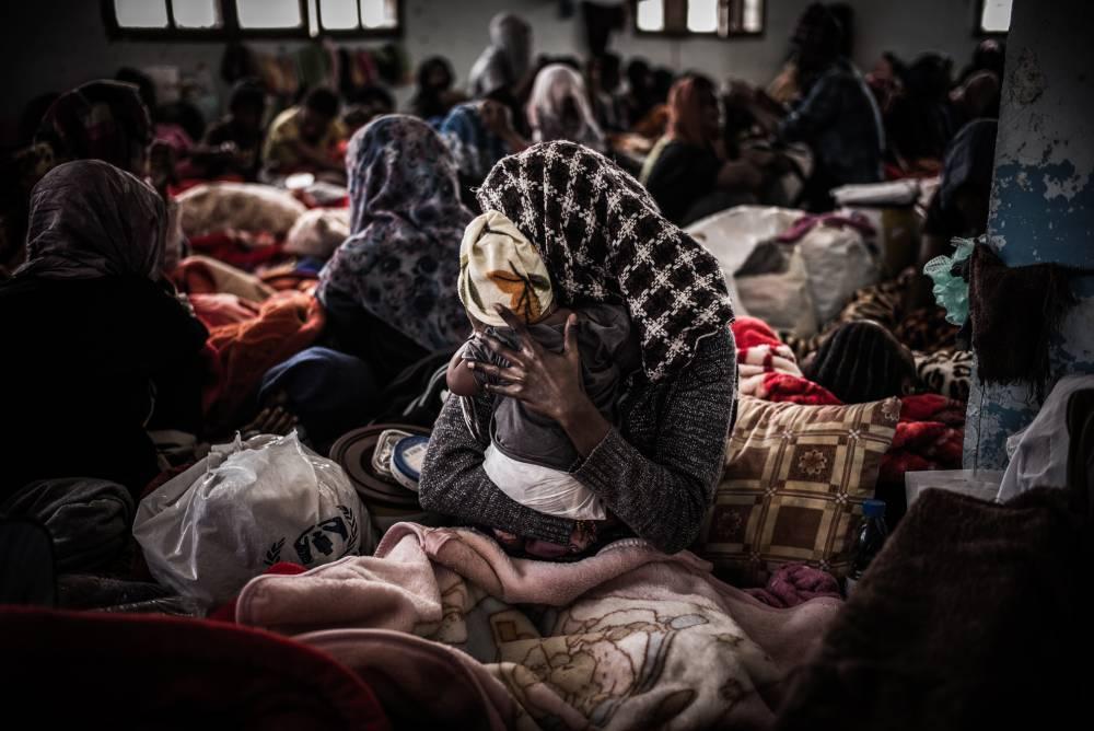 Women and children detained at female-only Sorman detention centre, around 60km west of Tripoli, Libya.