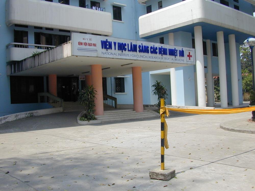 Entrance of the Bach Mai hospital in Hanoi, Vietnam. 