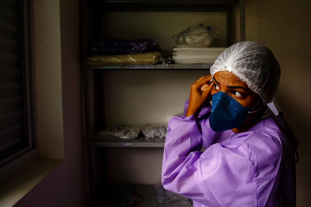 MSF healthworker wearing personal protective equipment
