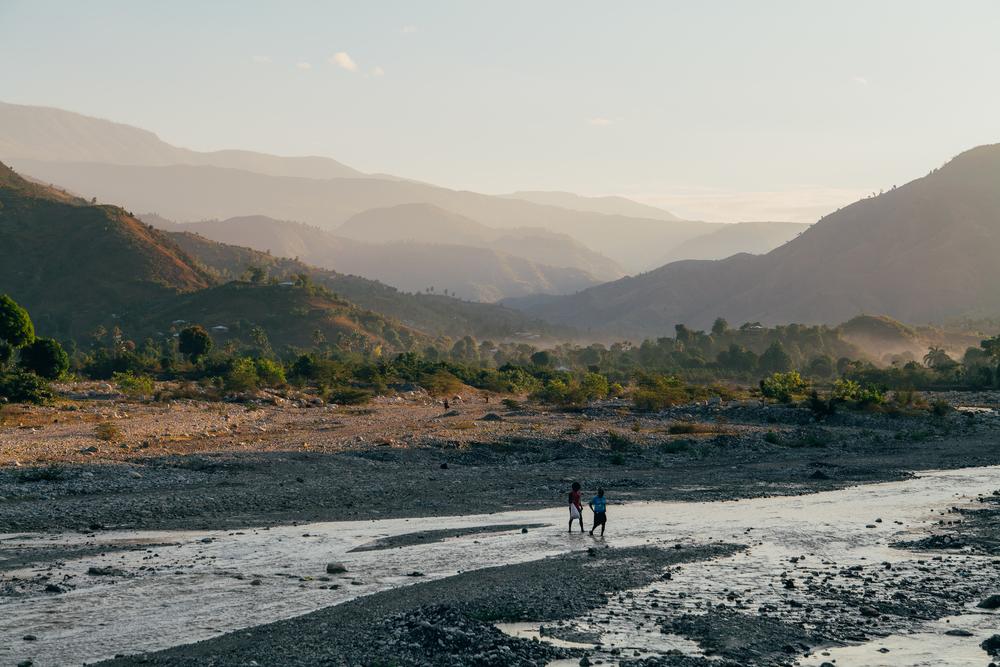 Children on Haiti beach