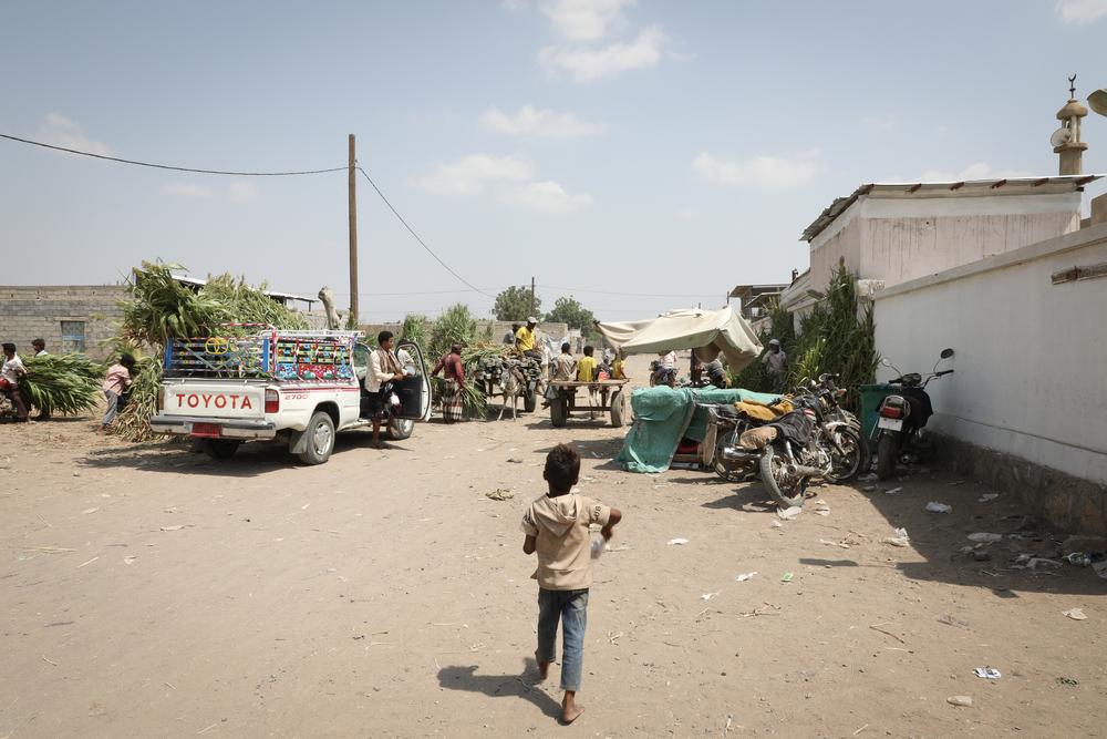 A child walking in Ad-Dahi, Yemen.