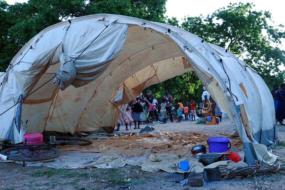 A tent is seen at Bangula camp where people displaced by Tropical Cyclone Ana are residing. MSF is providing WASH facilities at the camp. 