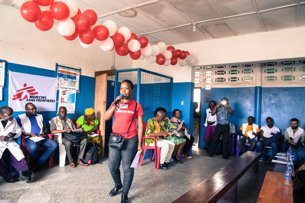 Mental health activities in the Star of the Sea clinic in West Point, Liberia, July 2019.