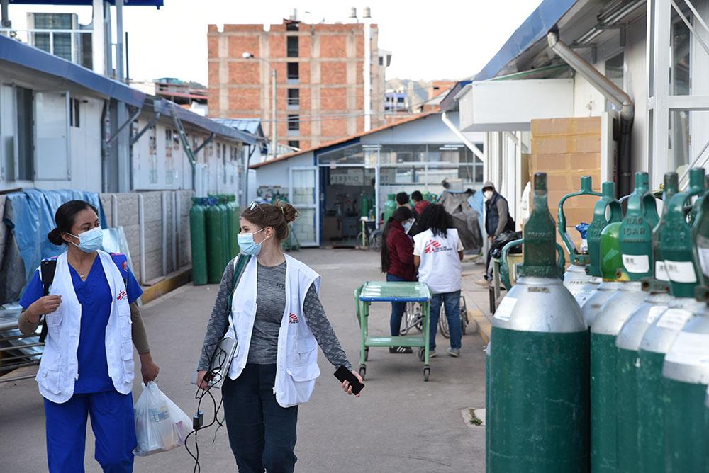 MSF teams providing care to COVID patients in Antonio Lorena hospital, Cusco, Peru.