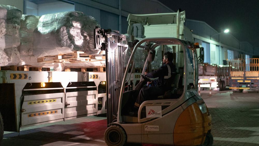 73 tons of Doctors Without Borders (MSF) material have been packed and left from Dubaï