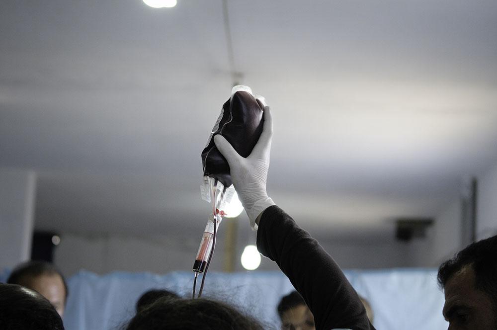 In the ER section of a makeshift hospital in Syria that MSF has converted from a farm. 