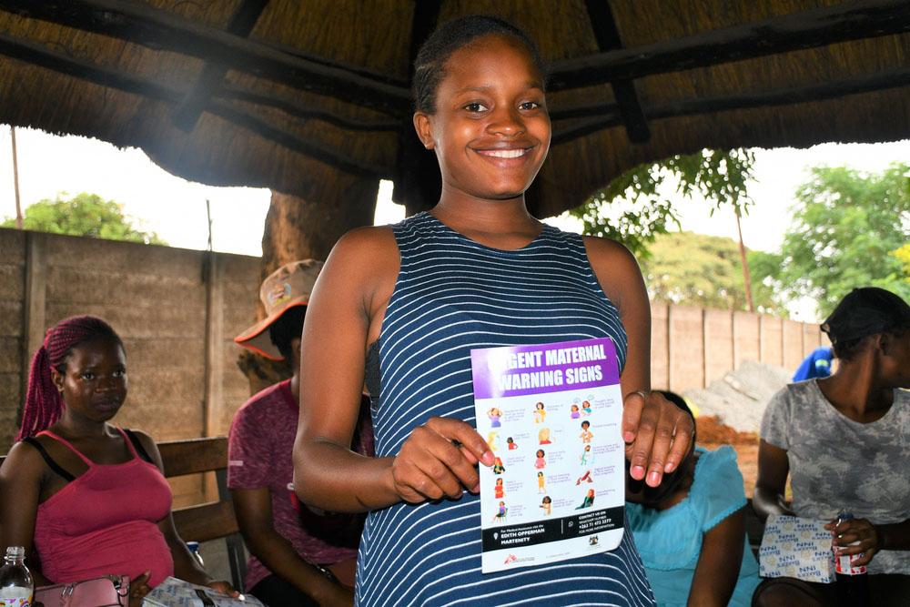 Teen mum Sharon during her presentation on urgent maternal signs