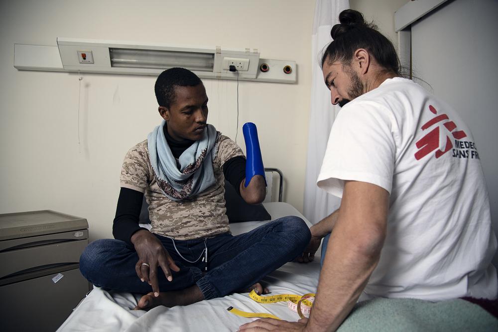 Patient Abdallah at our MSF Reconstructive Surgery Hospital in Amman. Jordan, October 2019.