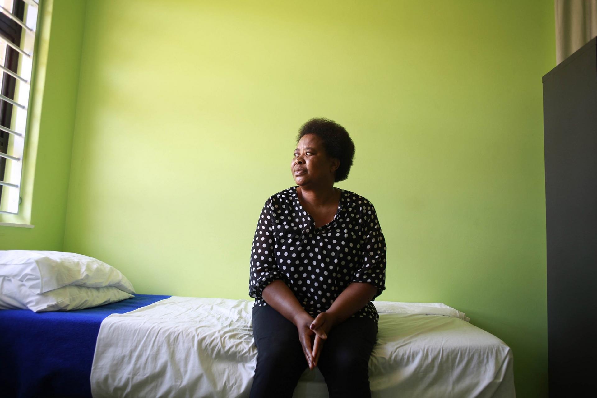 Patient Poppy Makgobatlou at the Kgomosto Care Centre in Rusternburg in South Africa