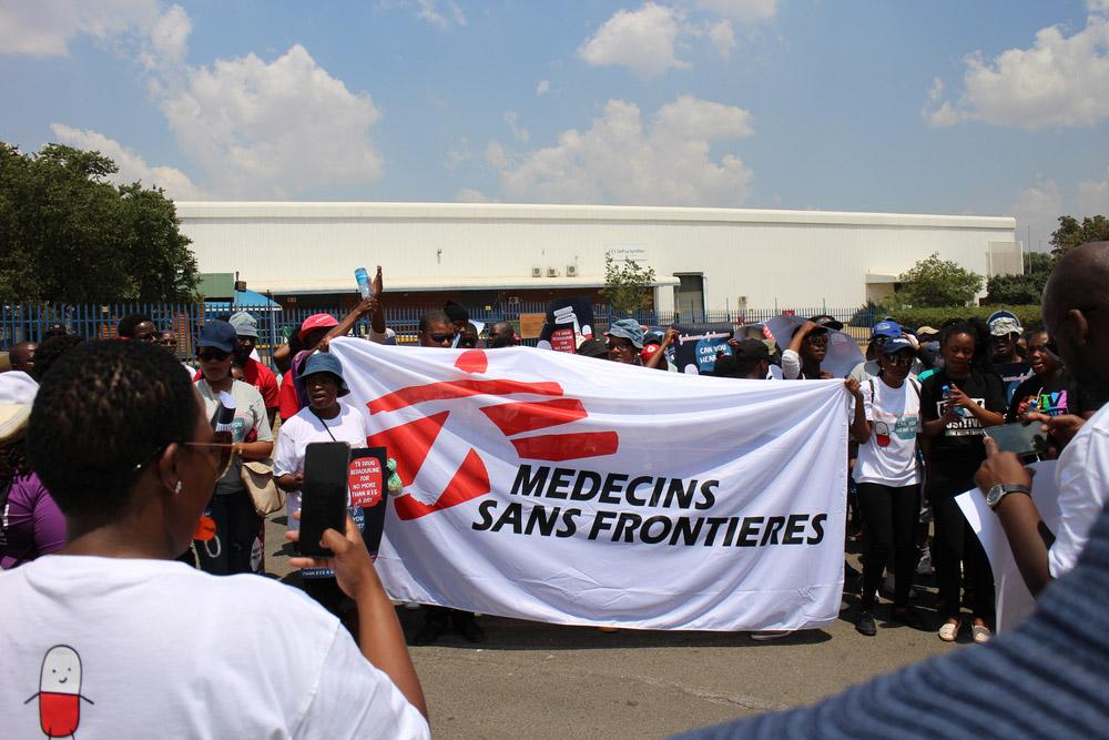 MSF Flag during access campaign march in Johannesburg
