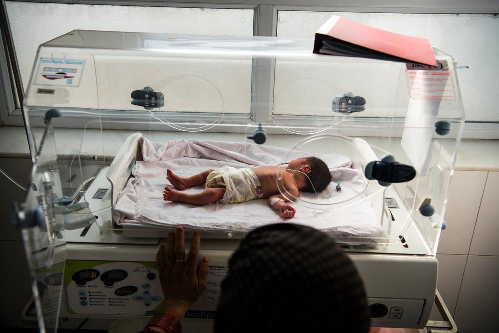 A mother and baby inside the neonatal intensive care unit at Boost Hospital, Afghanistan