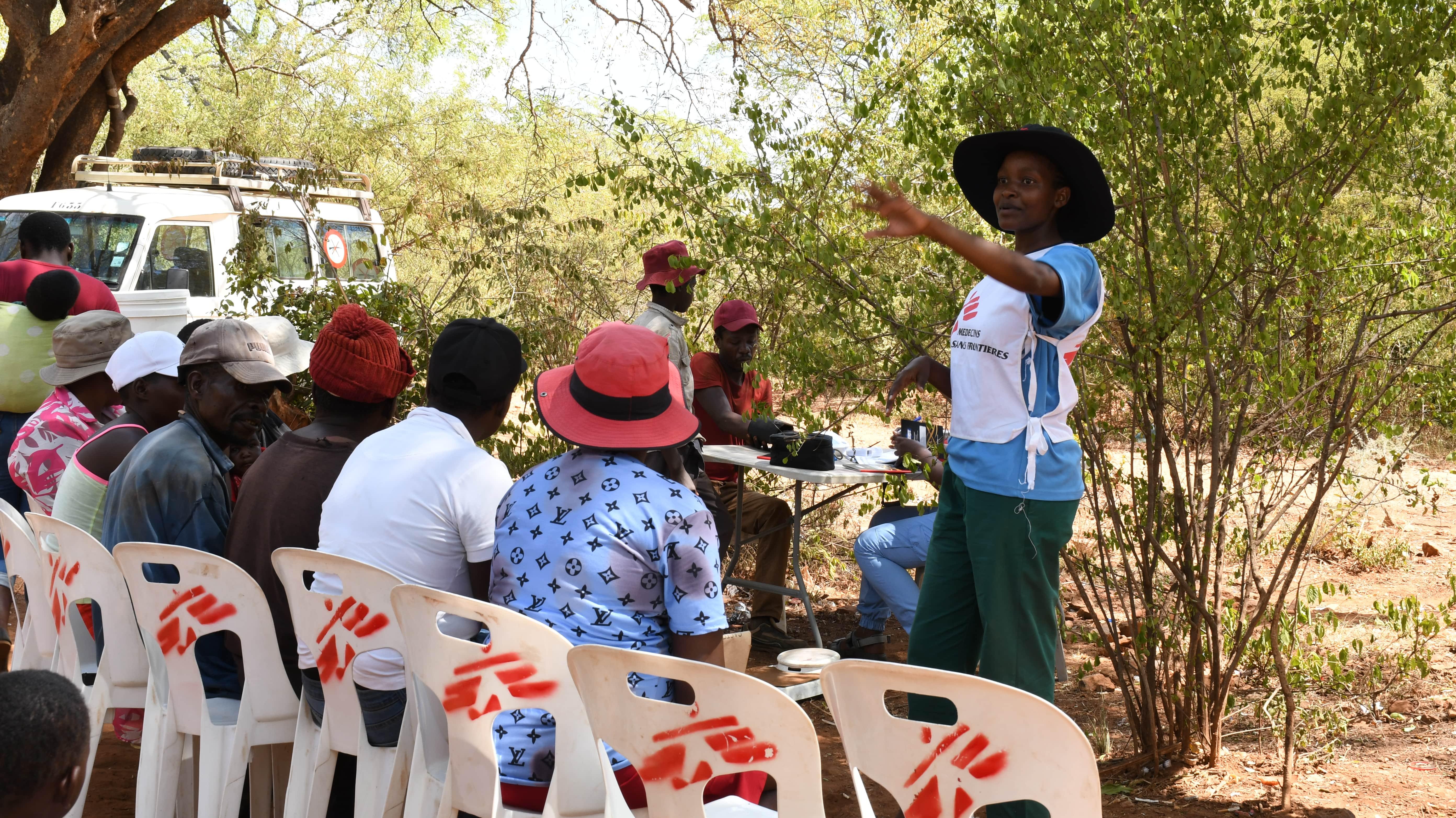 Artisanal Miners in Zimbabwe: An MSF Health Officer facilitating a health education session during an outreach.