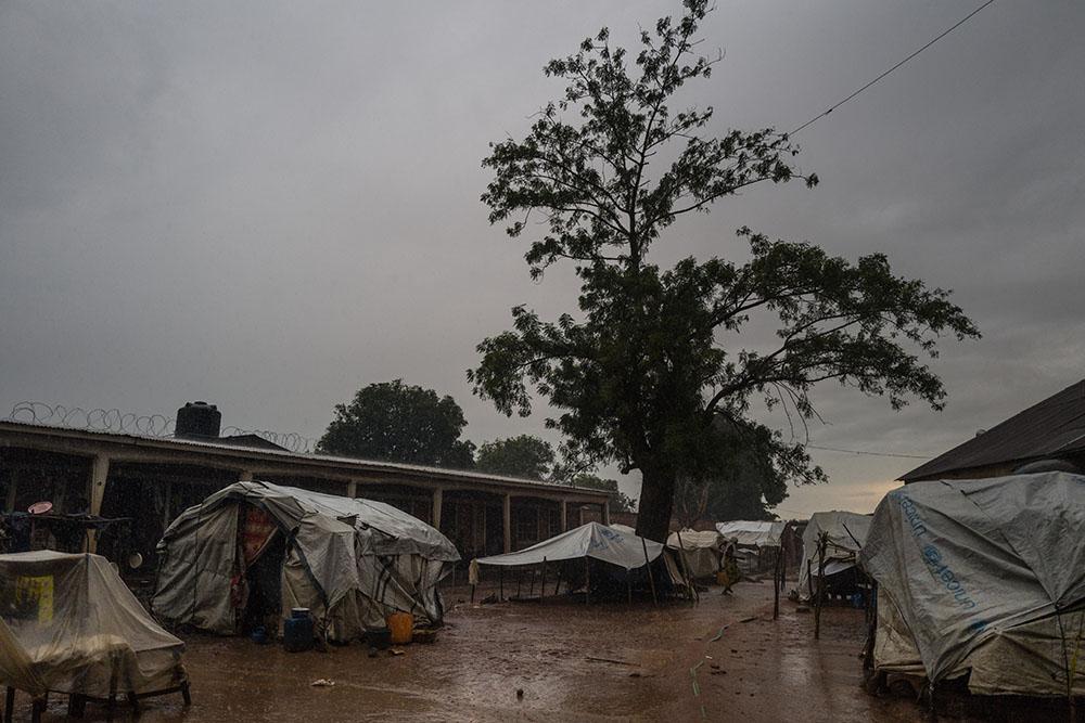 During the rainy season the population living in the mosque suffers a lot because, they cannot sleep, as they only have mats in the floor.