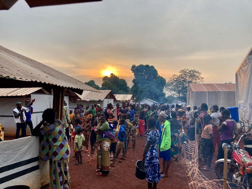 A picture of people gathered to seek refuge in Bangassou Hospital