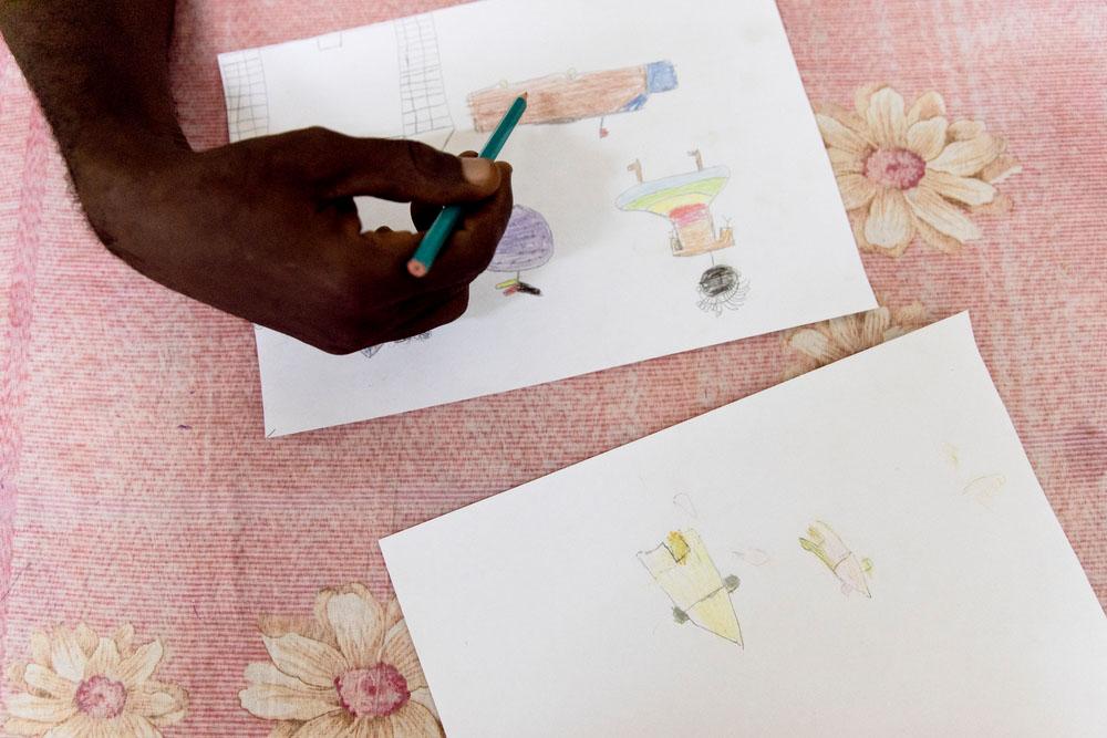 A picture of drawings made by child sexual assault survivors on 30th November 2020, in Central African Republic