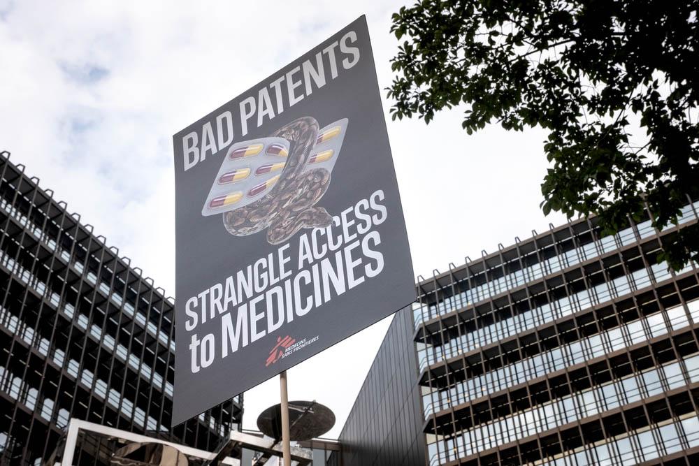 MSF, Doctors without borders, Activists held a protest in front of the European Patent Office