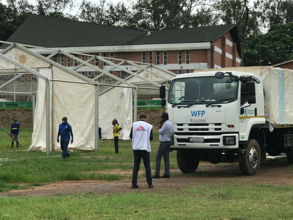 MSF staff making a field hospital to handle the increased number of COVID-19 patients in Malawi