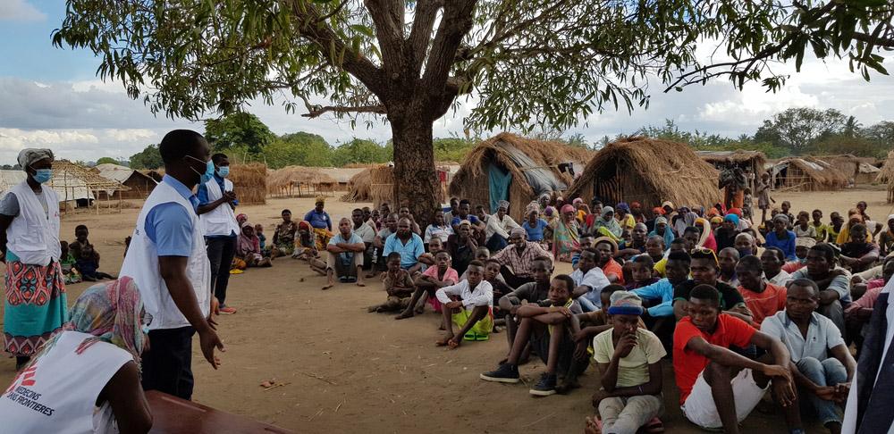 A picture of people awaiting treatment in Cabo Delgado