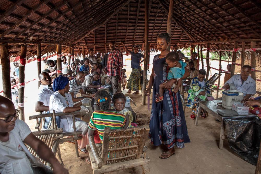 A vaccination point set up by MSF in the Bangabola health zone.