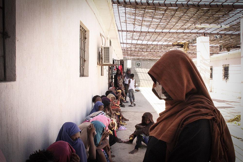 Women and children in detention centre.