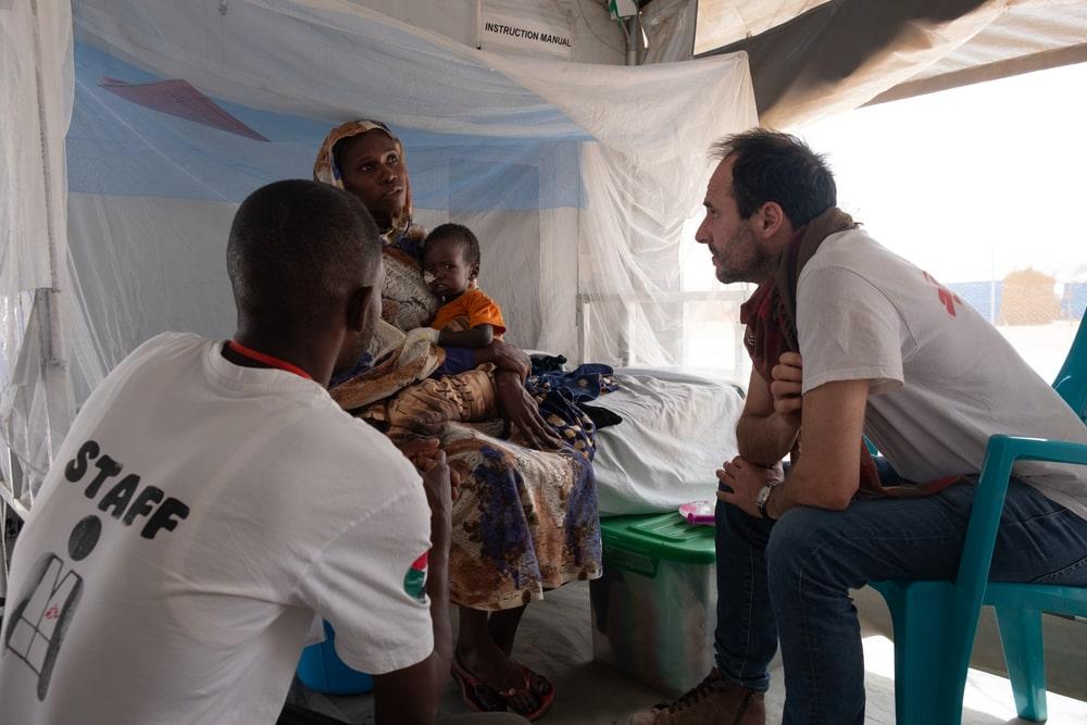 Dr Christos visiting the MSF hospital in Chad where Sudan refugees who fled violence are receiving medical aid. 