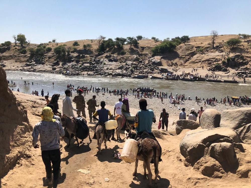 Picture of the Hamadayet border crossing, where refugees from Ethiopia cross the river into Sudan. 19 November 2020