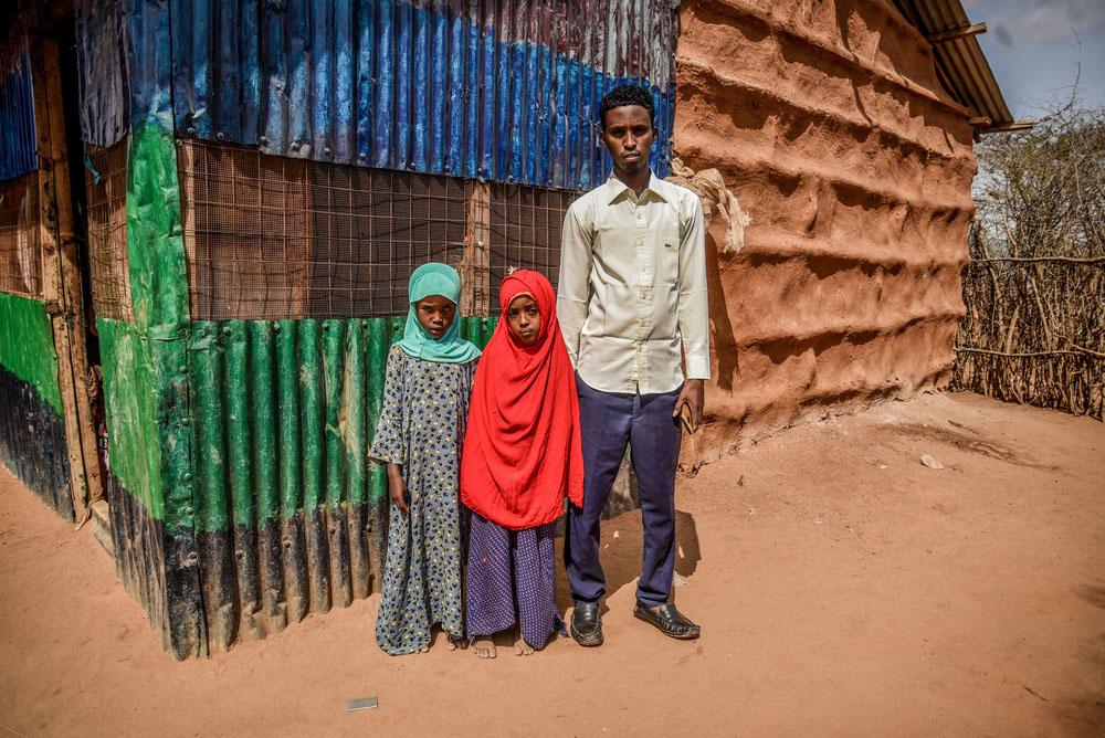 A family outside Dagahaley camp in Kenya