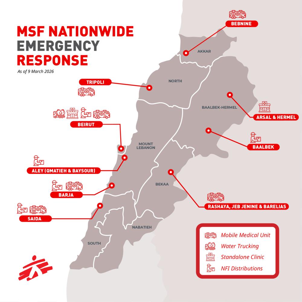 MSF, Doctors Without Borders, Lebanon, displacement amid the war 