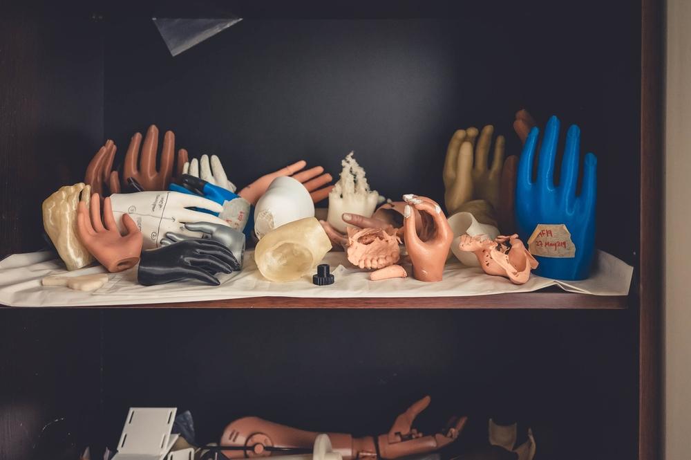 Prototypes of hand and arm prostheses made as part of the 3D Program