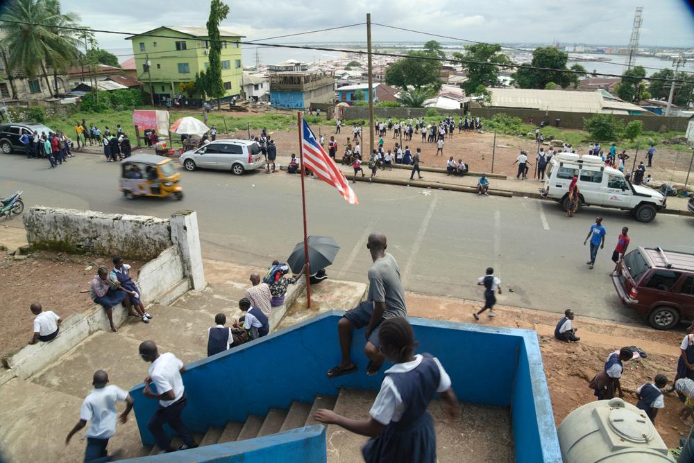 In front of school in Liberia