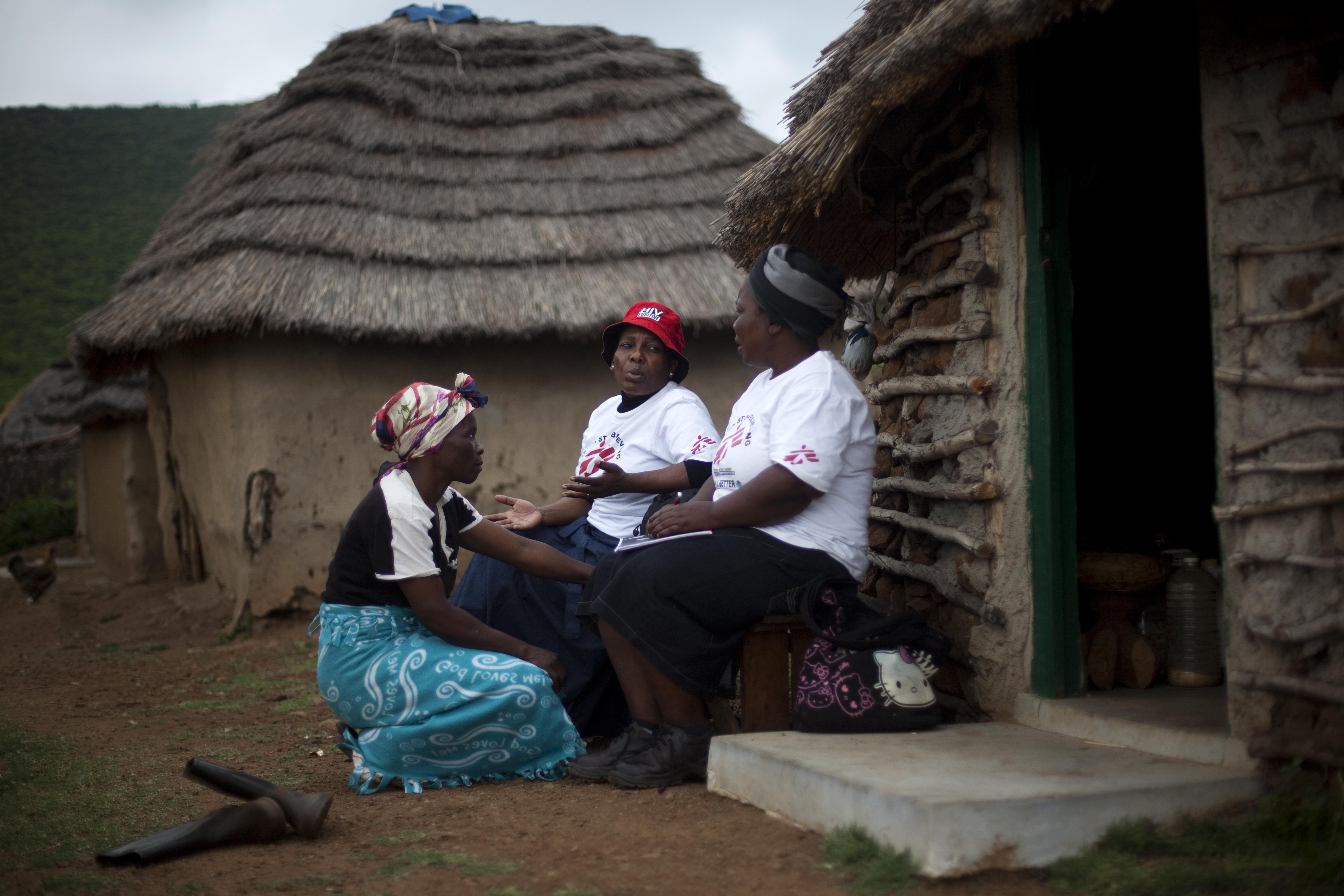 MSF Patient Support Education and Counselling (PSEC) Community Supervisor, Sylvia Khuzwayo with Community Expert Client, Busi Gumbi and HIV patient.