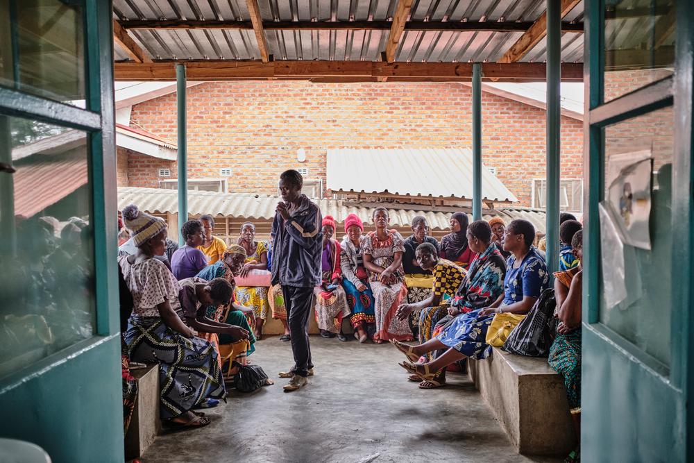Patients waiting outside medical facility, palliative care